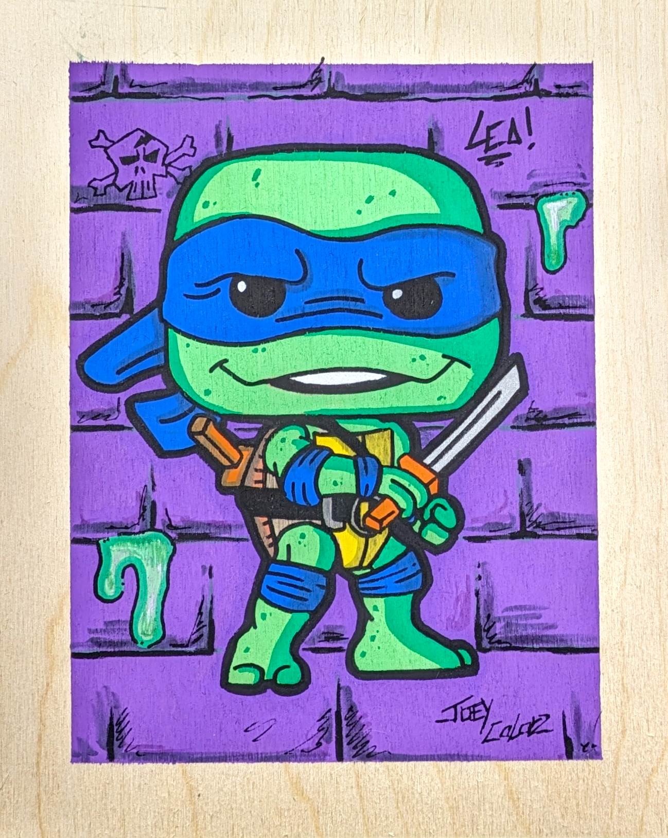 Drawing of Leonardo ninja turtle
