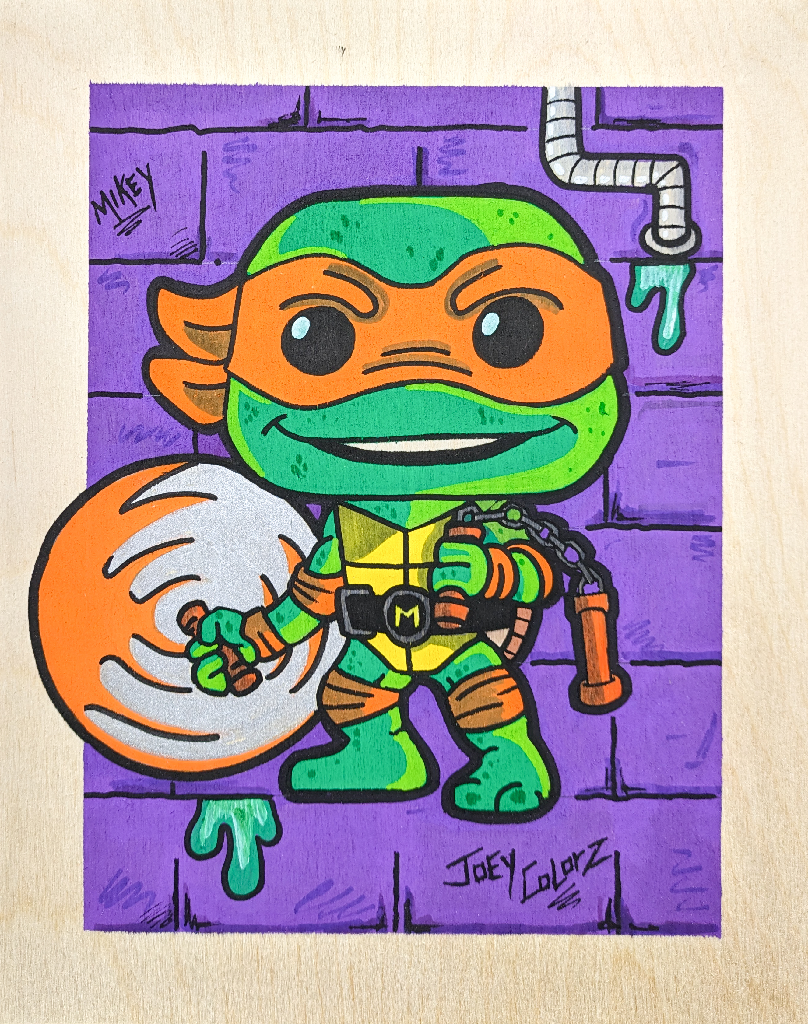 Drawing of Michelangelo ninja turtle